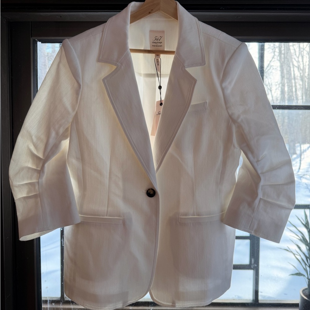 Cinq à Sept Khloe Denim Blazer - women’s size 12 - white - Picture 4 of 5